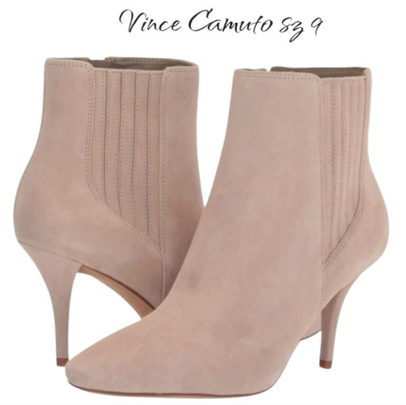 Vince Camuto Shoes - NWT Vince Camuto Ambind Almond Beige Suede Pointed Toe Stiletto Ankle Booties 9